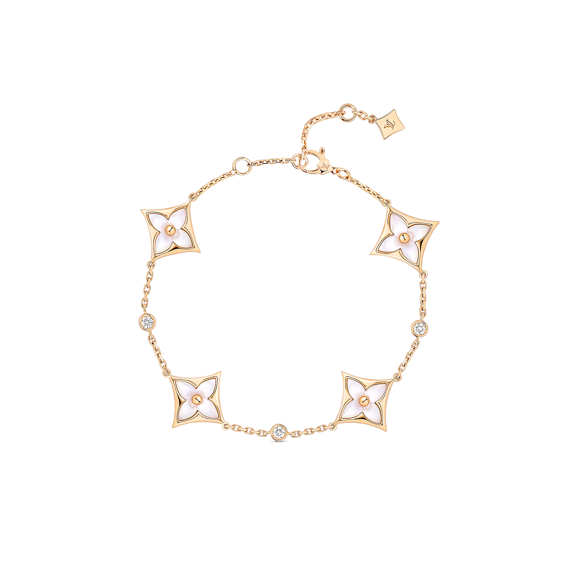 l**is V*t*n colour blossom bb multi-motifs bracelet, pink gold, white mother-of-pearl and diamonds q05569-1